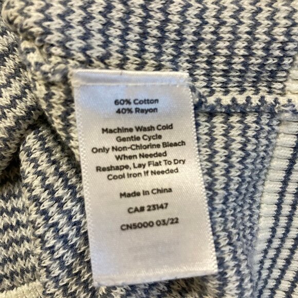 Talbots LS Lightweight Sweater Pullover Blue and White Zigzags, Soft, sz XL - Picture 4 of 7